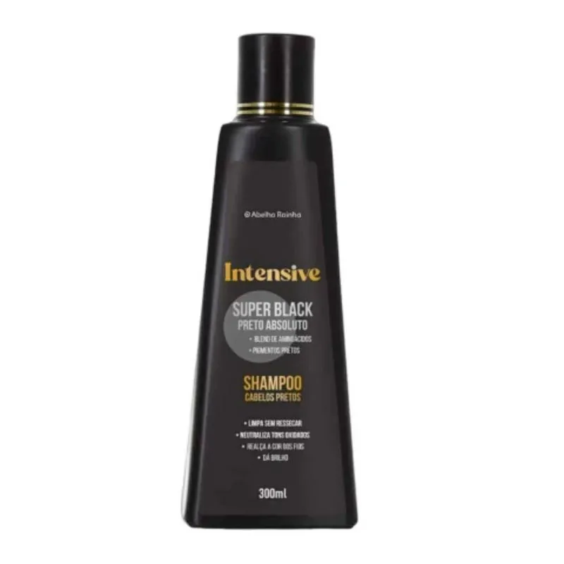 Shampoo Matizador Para Cabelo Preto Super Black INTENSIVE Abelha Rainha 300ml
