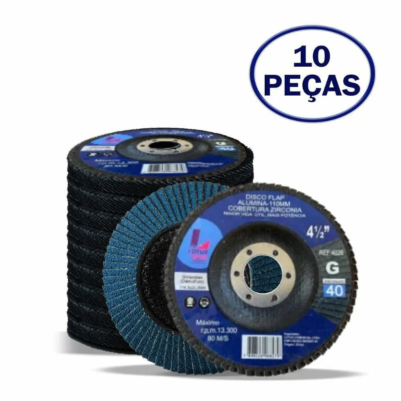 Disco Flap 4 1/2 Zircônia 40 Com 10 Lotus