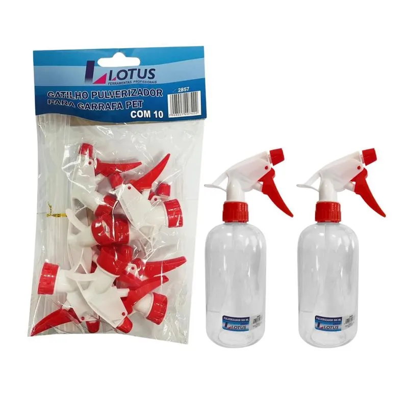 Kit 2 Pulverizador 500ml + 10 Gatilhos Lotus