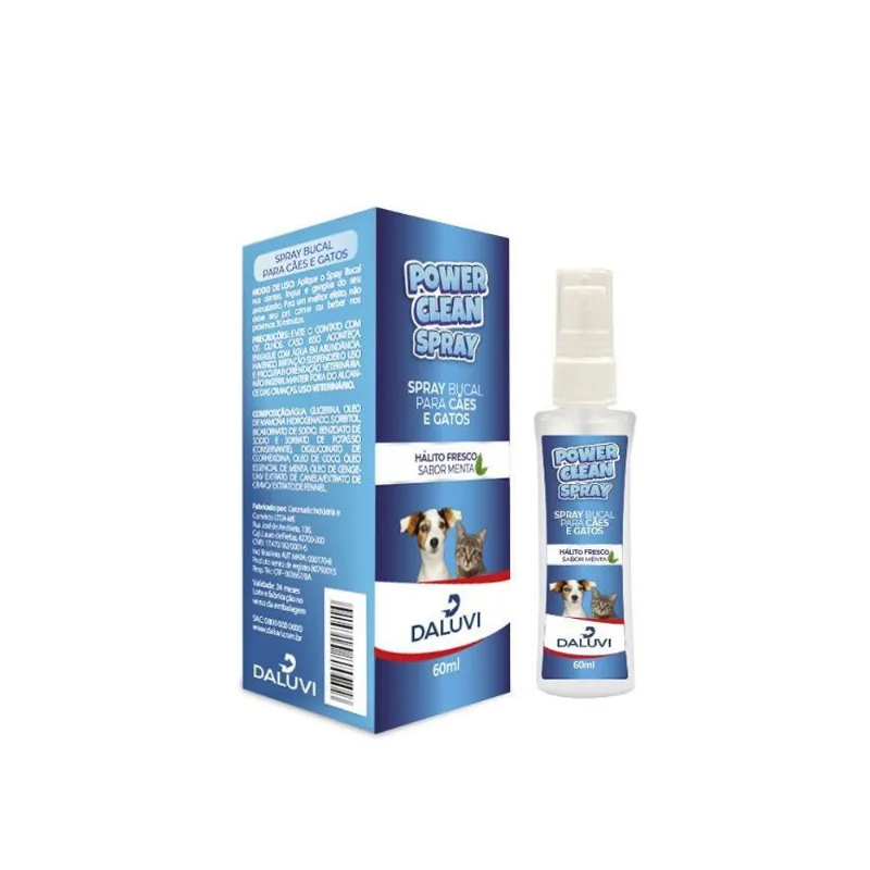 Power Clean Spray Bucal Para Cães Contra Tártaros Mau Hálito