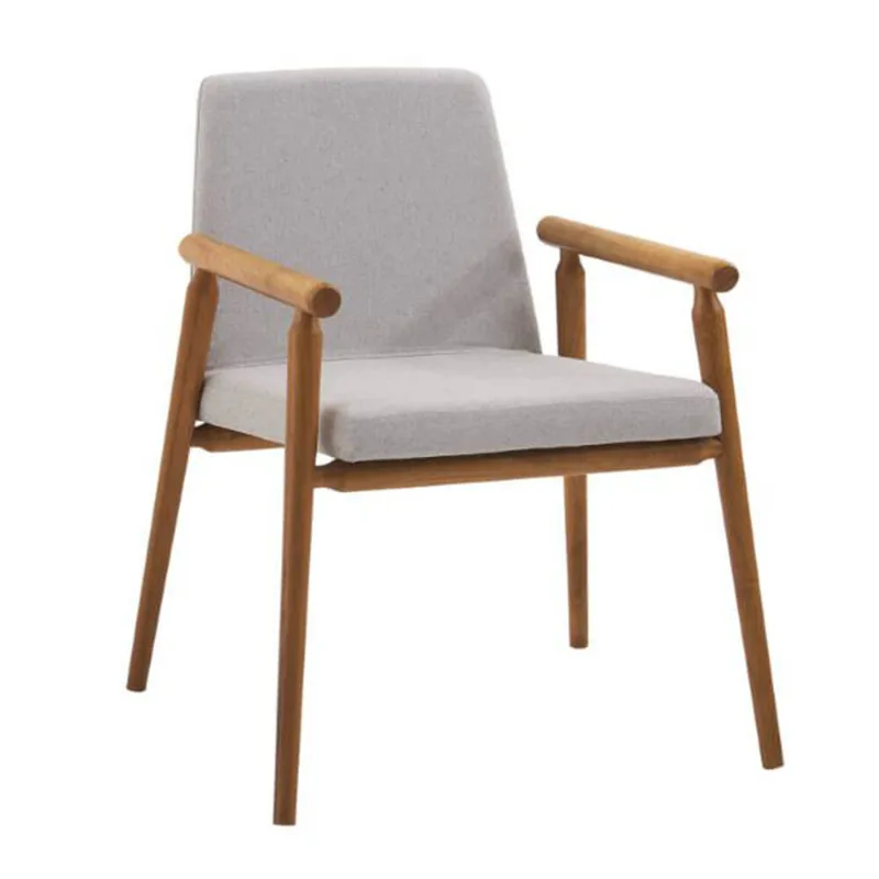 Mini Poltrona Rodrigues Lona Cinza Base Madeira Tauari T0048