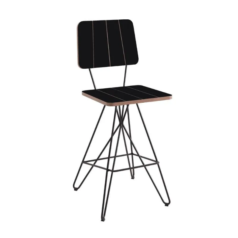Banqueta Costela Preta Base Butterfly Preta