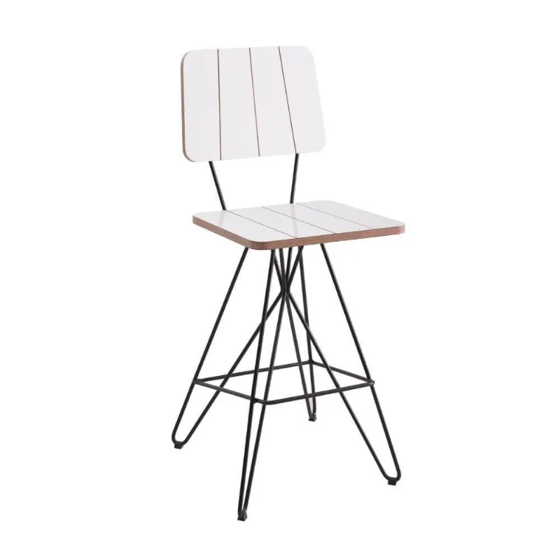 Banqueta Costela Branca Base Butterfly Preta