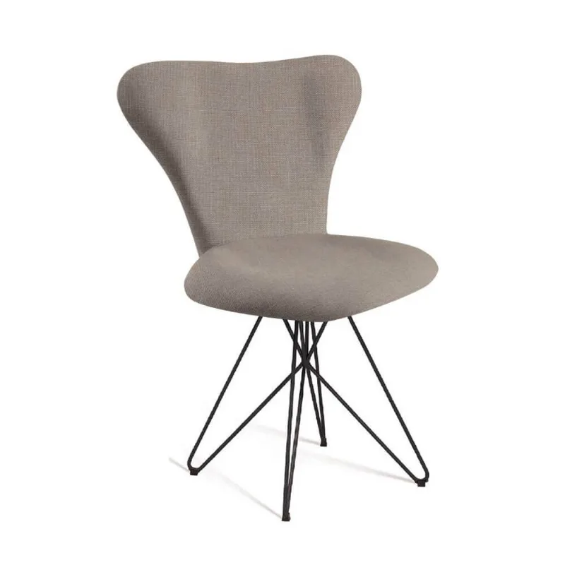 Cadeira Jacobsen Linho Bege Base Butterfly Preta T1073