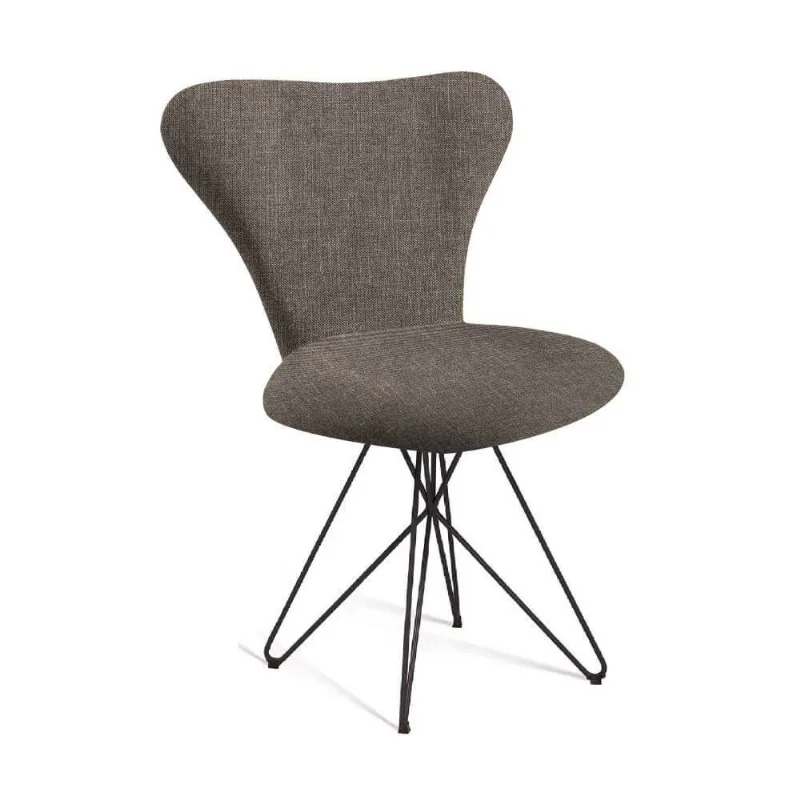Cadeira Jacobsen Linho Marrom Base Butterfly Preta T1072