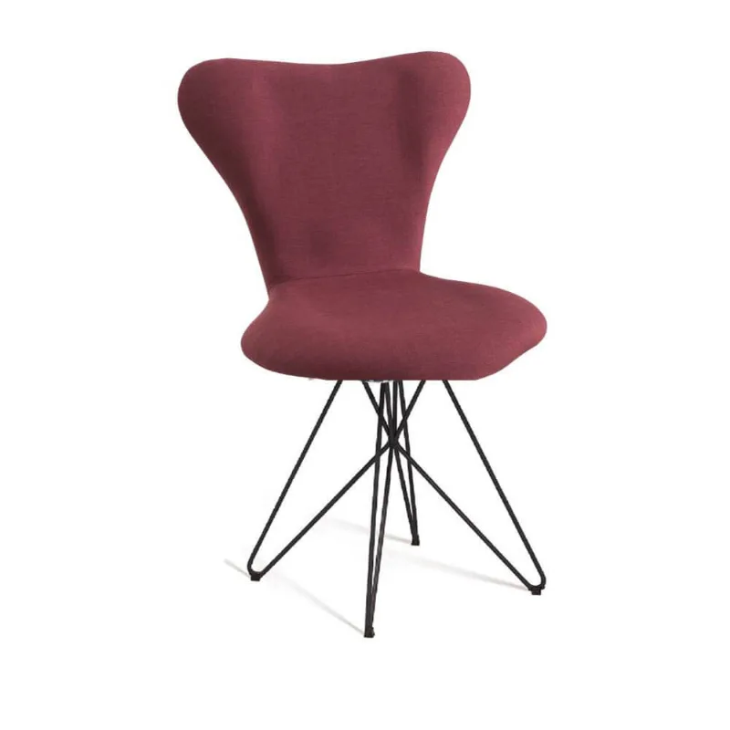 Cadeira Jacobsen Linho Marsala Base Butterfly Preta T1076