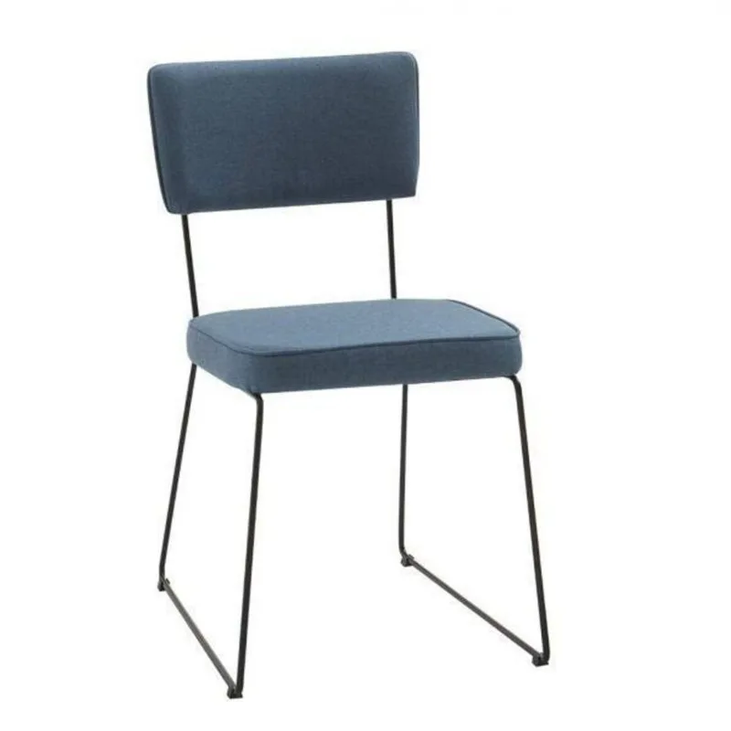 Cadeira para Sala de Jantar Escritório Estofada Base em Aço Roma Azul/Jeans/Preto Azul Jeans/Preto