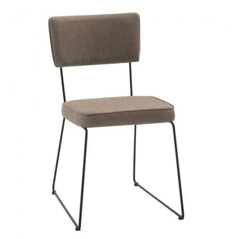 Cadeira para Sala de Jantar Escritório Estofada Base em Aço Roma Bege/Preto Bege/Preto