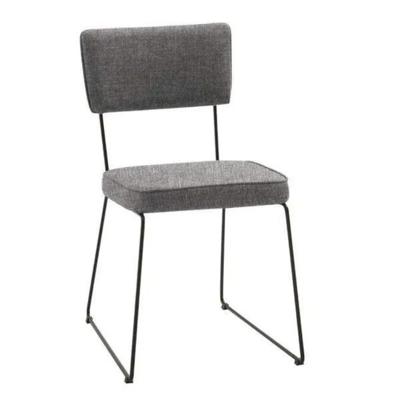 Cadeira para Sala de Jantar Escritório Estofada Base em Aço Roma Cinza/Preto Cinza/Preto