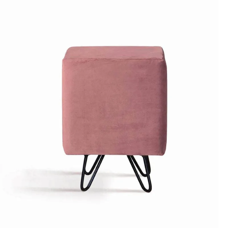 Puff Dado Rosa Base Aço