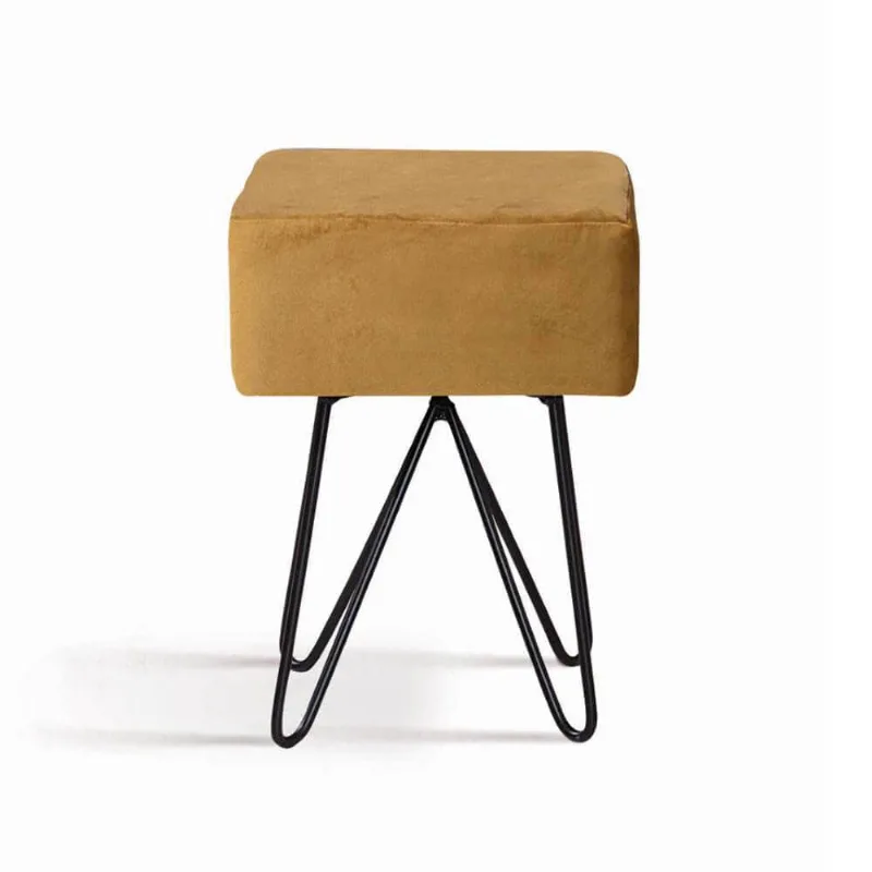 Puff Box Dourado Base Aço