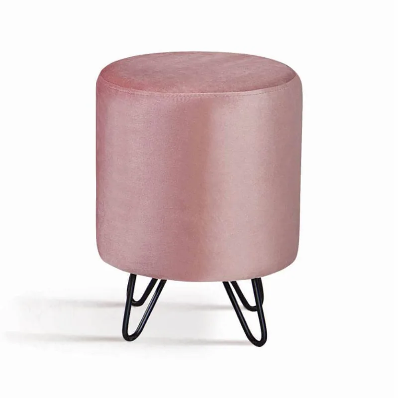Puff Rolha Rosa Base Aço