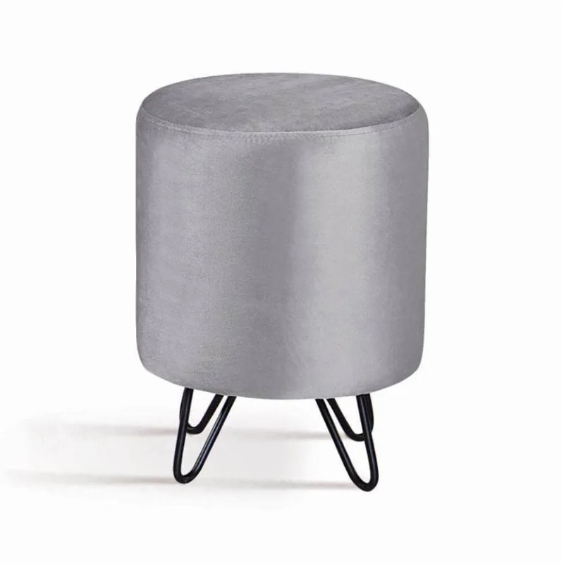 Puff Rolha Prata Base Aço