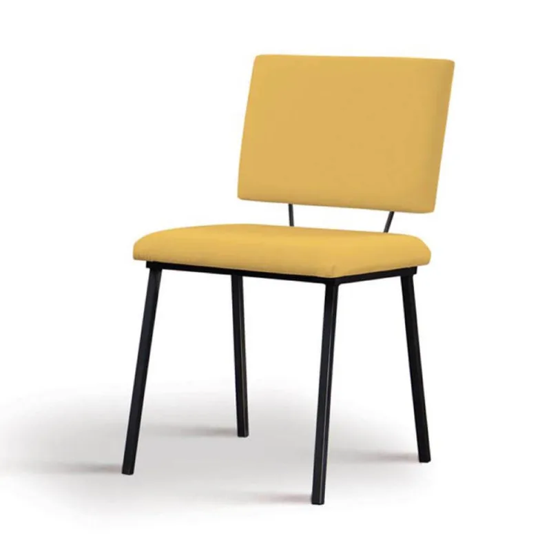 Cadeira Antonella Linho Amarelo Base Preta T1132