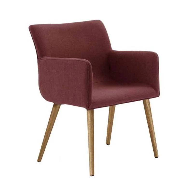Mini Poltrona Pinotage Linho Marsala Base Palito Madeira Mel T1076