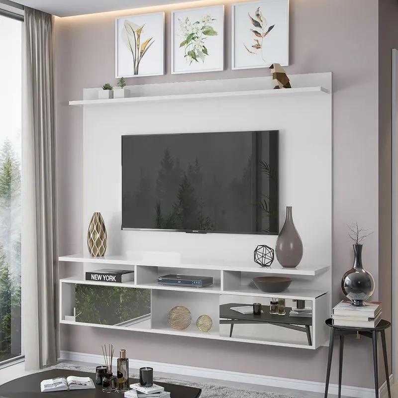 Home Suspenso Viero Prime para Tv até 55 Polegadas 2 Portas e 4 Prateleiras Branco