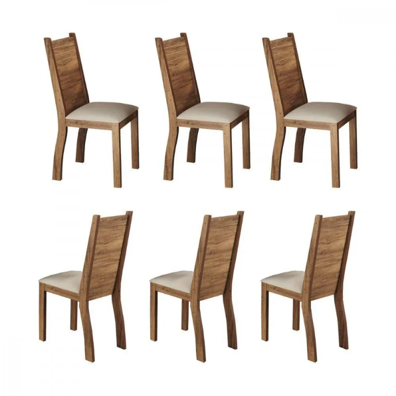 Conjunto 6 Cadeiras Napoli Imbuia Tecido Veludo Pastel Viero Imbuia / Pastel