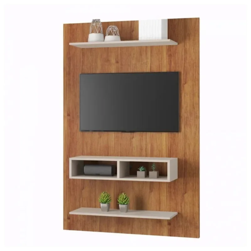 Painel Para Tv Até 50 Polegadas Com Nicho Byte Mel E Off 115cm