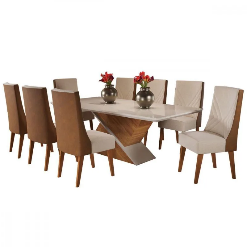 Mesa De Jantar Com 6 Cadeiras Glamour Topazio Vier Blonde