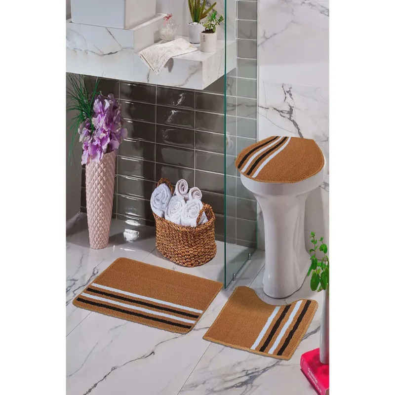 Kit Tapete Banheiro 3 Peças Caramelo Slim