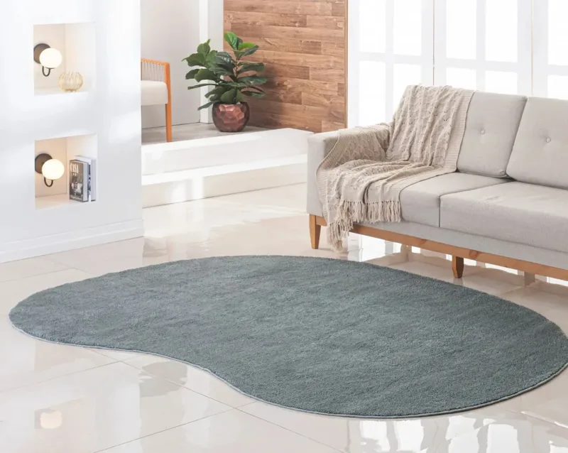 Tapete Sala Orgânico Cinza Escuro 200x250m Antiderrapante Moderno e Macio