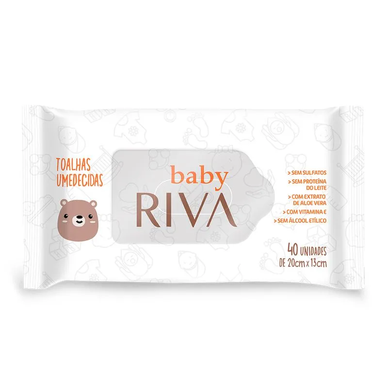 Toalhas Umedecidas Riva Baby Com 40 Unidades