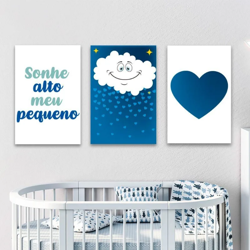Kit 3 Placas Decorativas Infantil Menino Frase Mdf 20x30 Cm