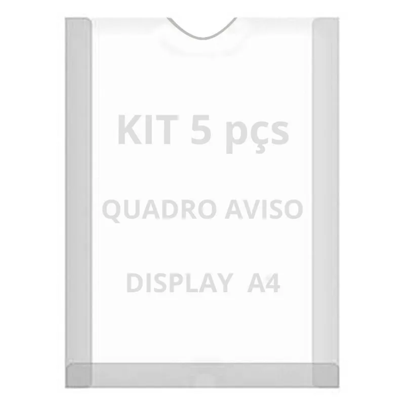 Displays Parede Folha A4 Petg Cristal Quadro Aviso Kit 5 Pçs
