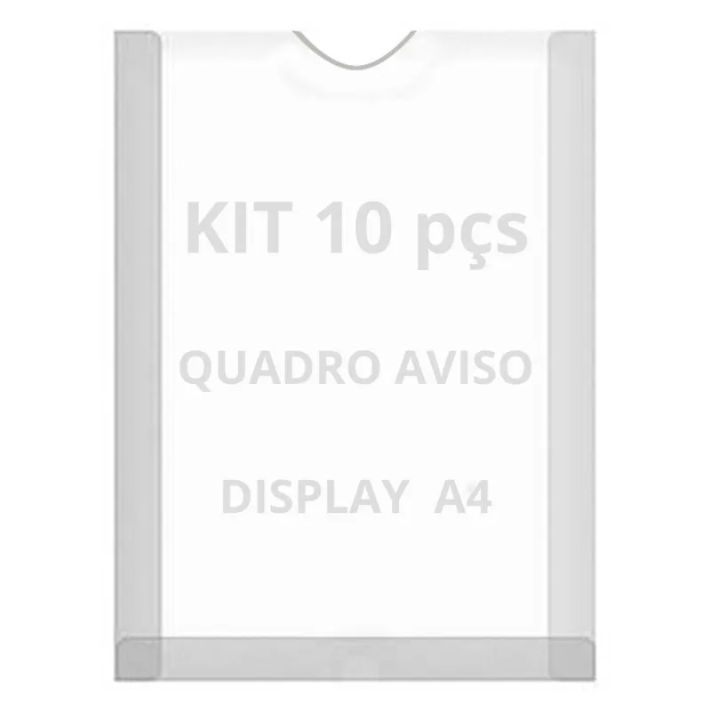 Displays Parede Folha A4 Petg Cristal Quadro Aviso Kit 10 Pçs