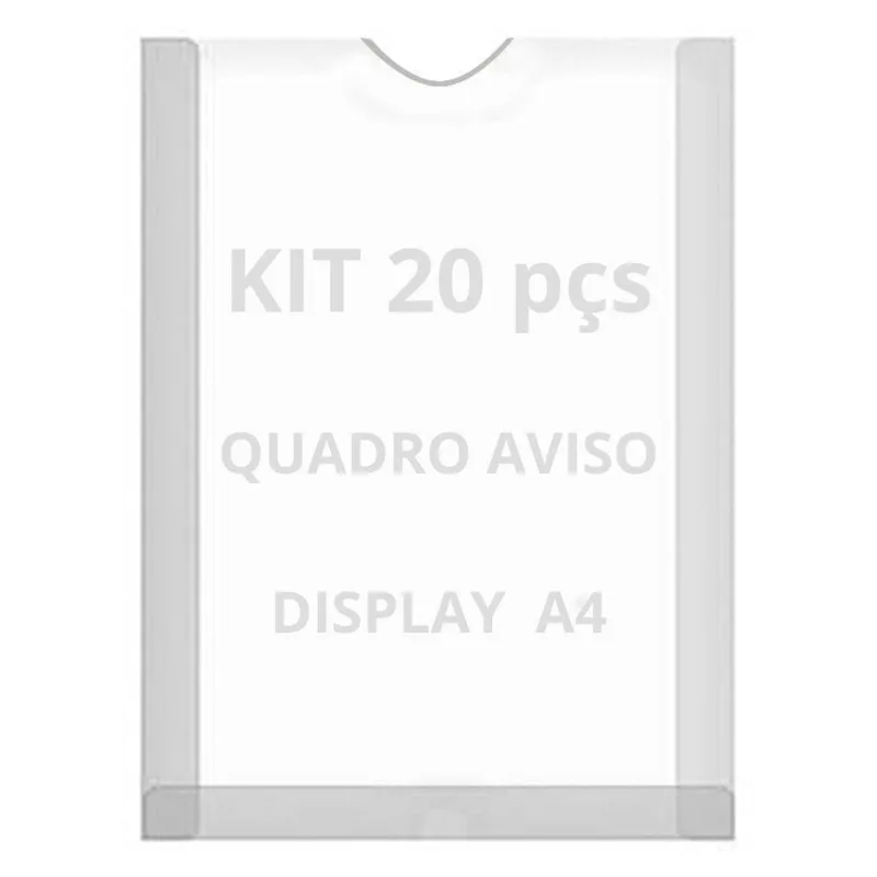 Display Parede Folha A4 Petg Cristal Quadro Aviso Kit 20 Pçs