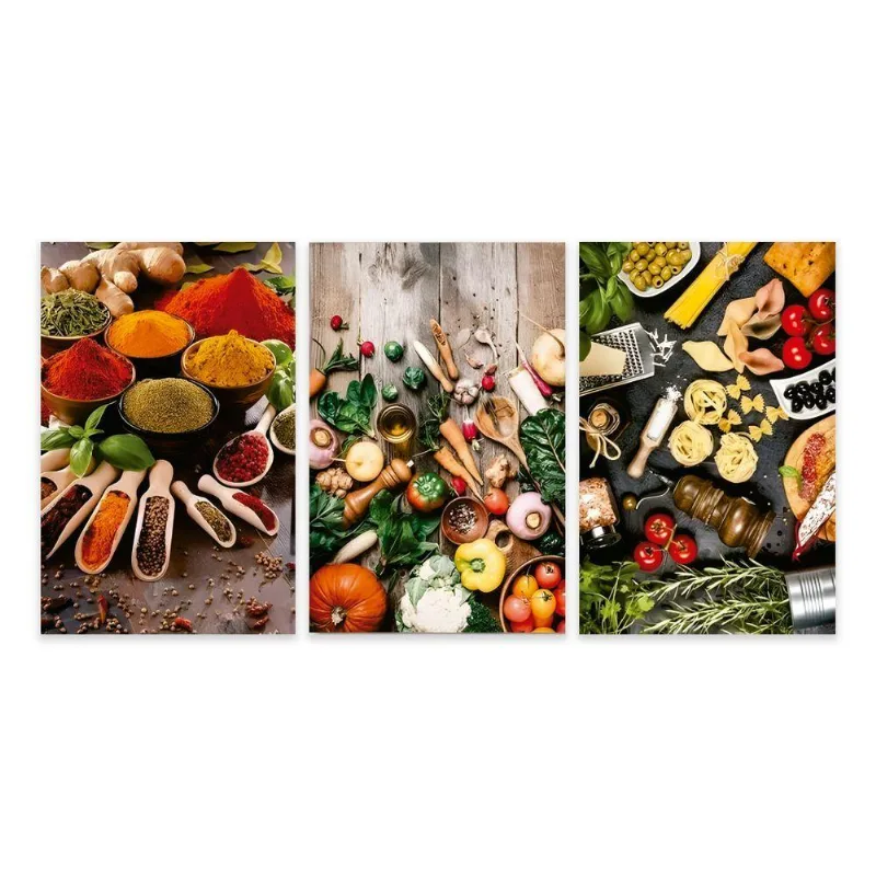 Kit 3 Quadros Cozinha Restaurante Tempero Placas Decorativas
