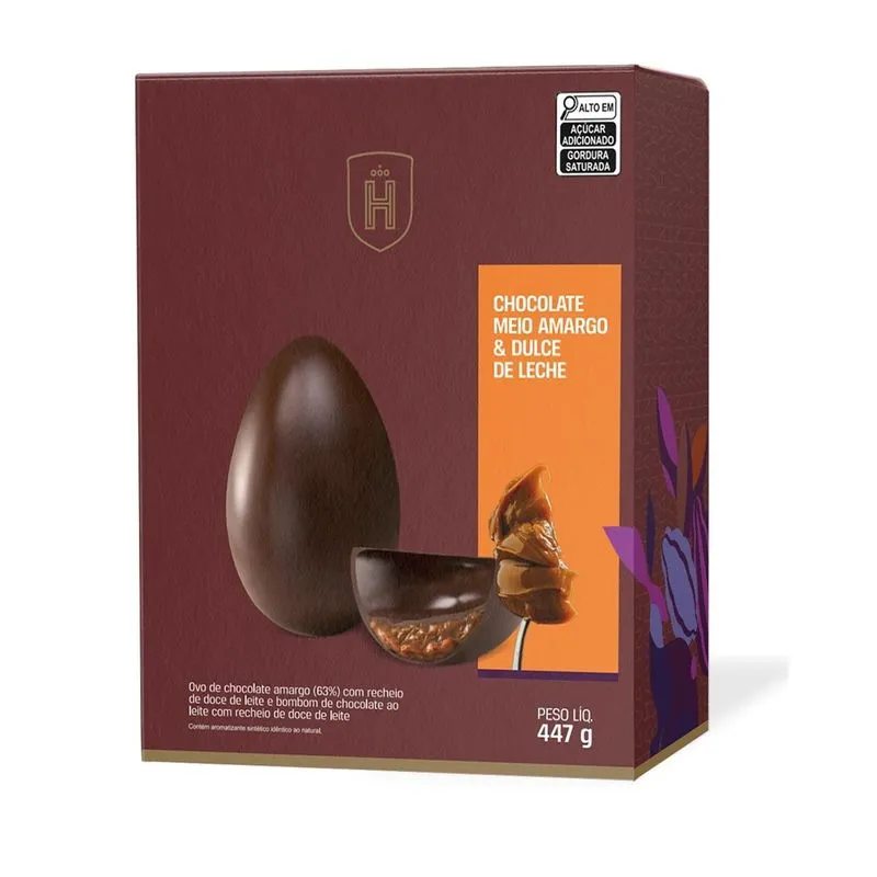 Ovo De Páscoa Havanna Chocolate Amargo Recheio Doce De Leite 447g