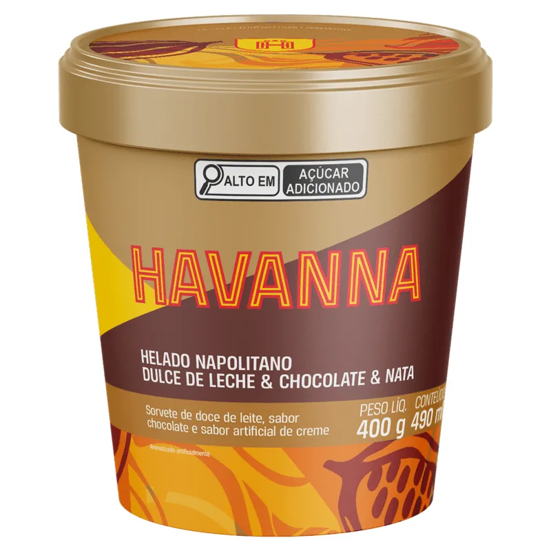 Sorvete HAVANNA Napolitano Doce de Leite Chocolate e Nata 400g