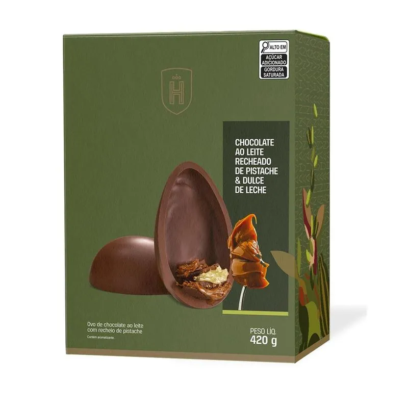 Ovo De Páscoa Havanna Chocolate Ao Leite Recheado Com Pistache 420g