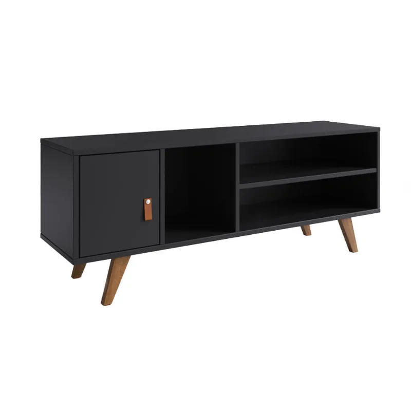 Rack Skin com 01 Porta Preto e Garapa