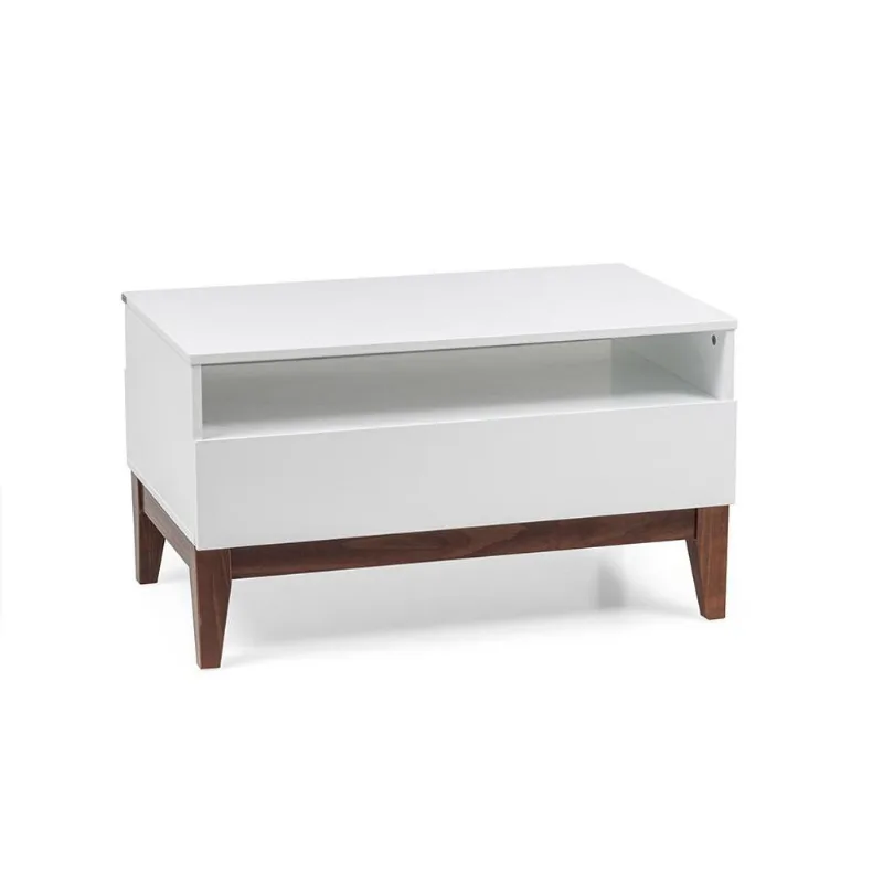 Mesa de Centro Retangular Fresh 1 Gaveta Branca e Imbuia