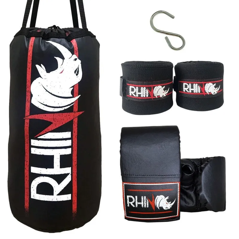Kit Infantil Rhino Saco De Pancada + Luva + Bandagem 3M