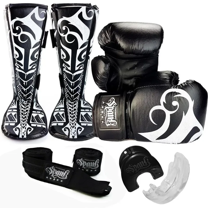 Kit Treino Muay Thai Spank - Preto 10oz
