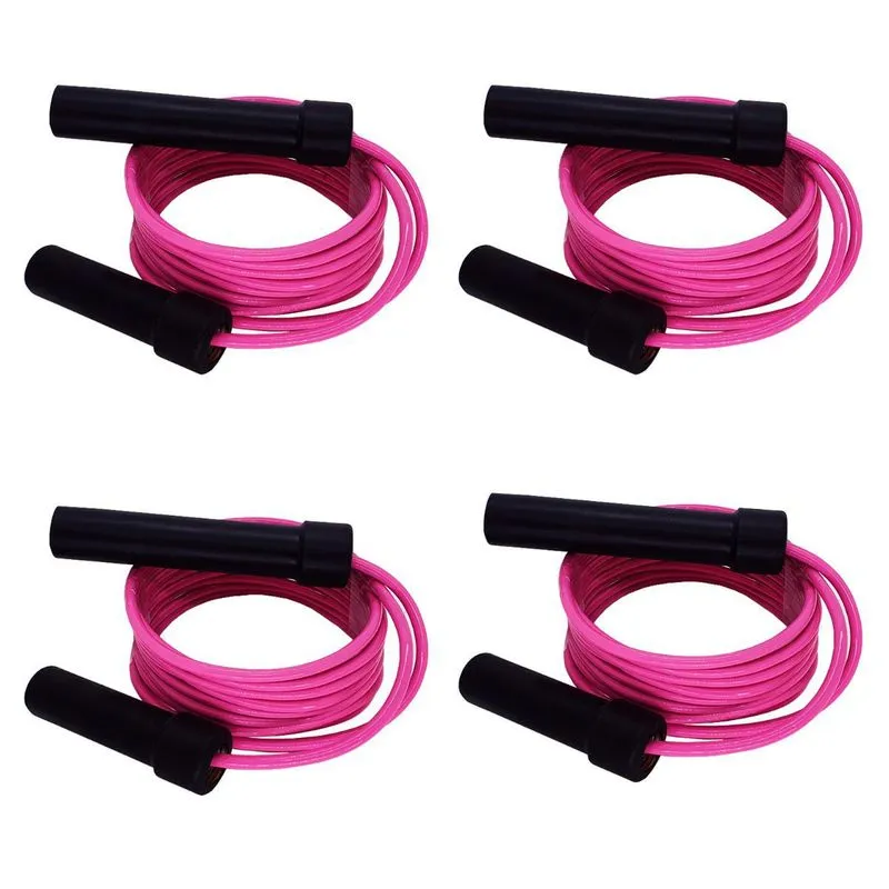 Kit 4 Cordas De Pular Regulável Com Rolamento - Rosa Spank