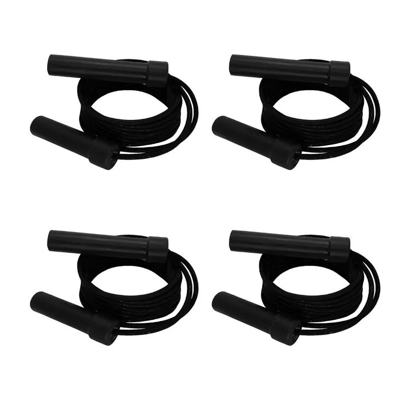 Kit 4 Cordas De Pular Regulável Com Rolamento - Preto Spank