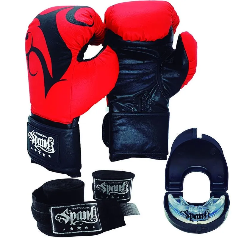 Kit Treino Boxe / Kickboxing Spank Vermelho - 10Oz