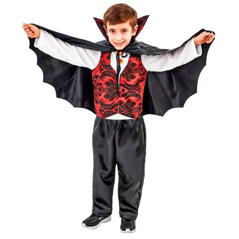 Fantasia Drácula Infantil Longa Com Capa Tamanho G
