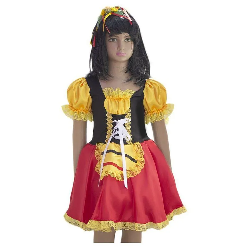 Fantasia Alemã Infantil Vestido Com Tiara Tamanho G