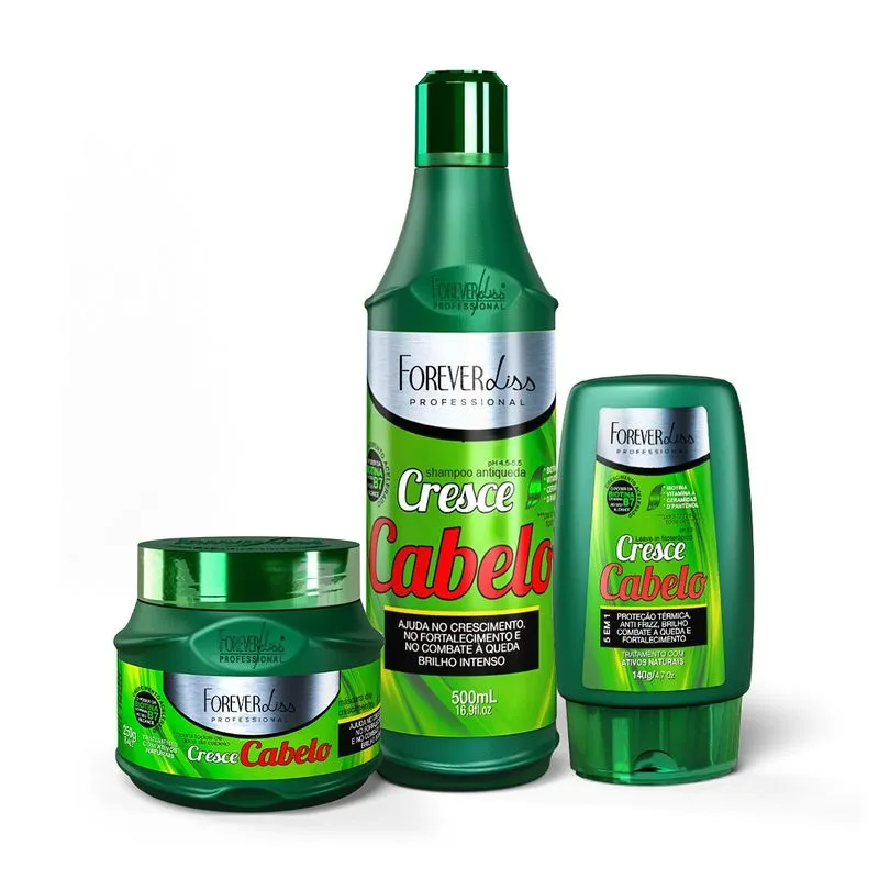 Kit Cresce Cabelo Com Shampoo, Máscara 250g E Leave-In Forever Liss Kit