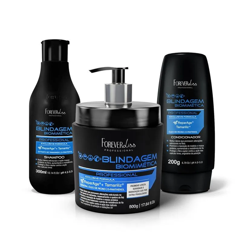 Kit Shampoo, Condicionador e Máscara Blindagem Capilar Forever Liss Kit