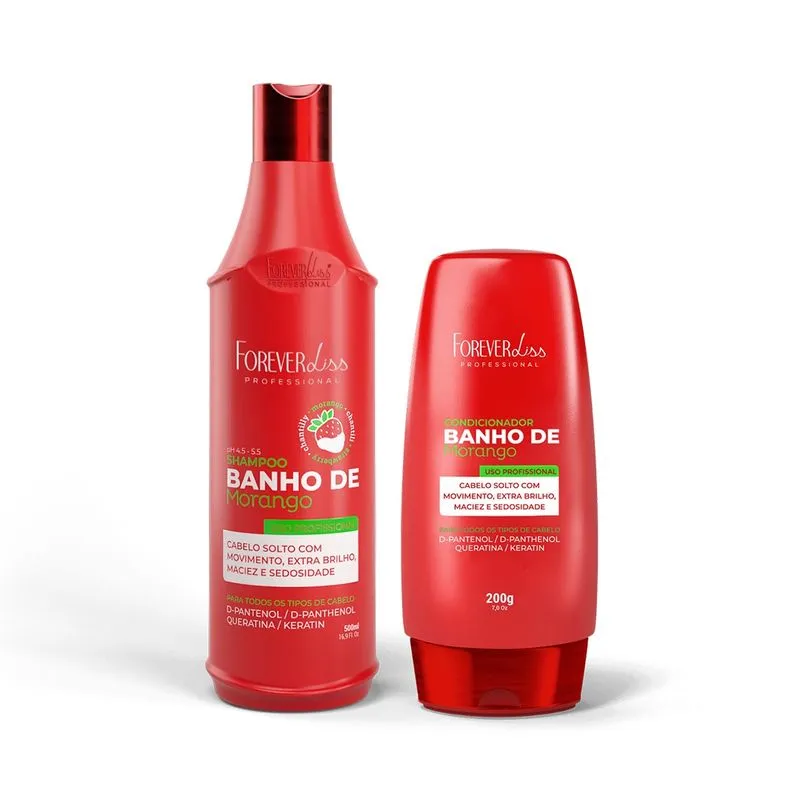 Kit Shampoo e Condicionador Banho de Verniz Morango Forever Liss Kit