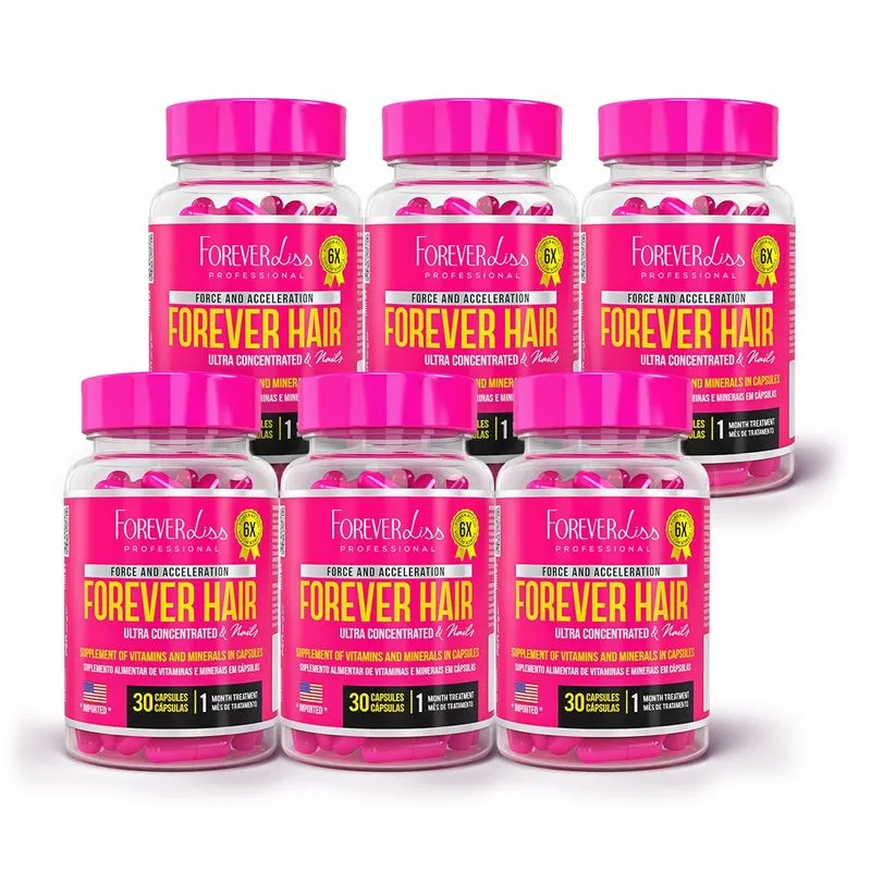Combo Tratamento 6 Meses Forever Hair Crescimento Capilar - Mkt Kit