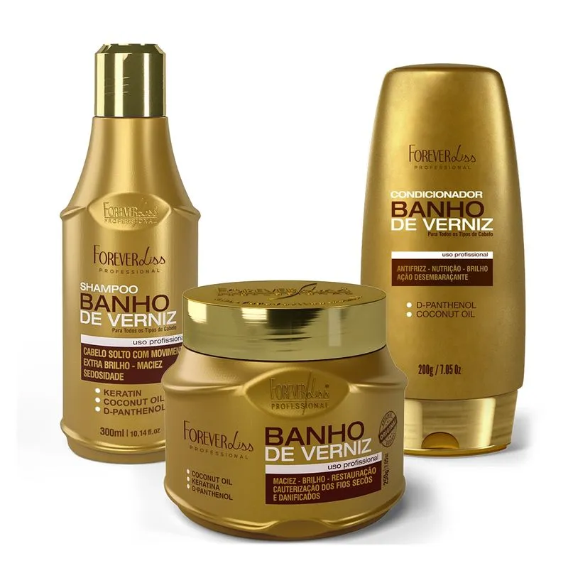 Kit Banho De Verniz Com Shampoo Condicionador E Máscara 250G Forever Liss Kit