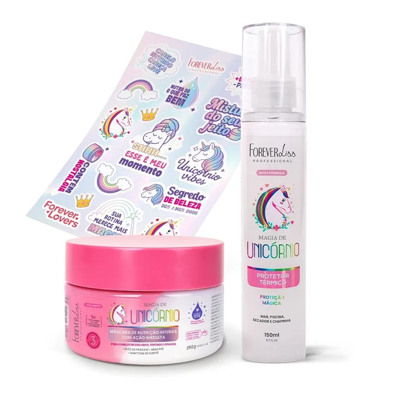 Kit Nutrição Magia de Unicórnio GANHE Adesivos Forever Liss Kit