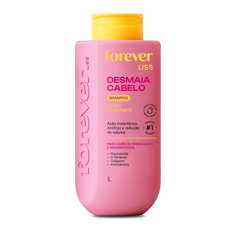 Shampoo Desmaia Cabelo Forever Liss 1L Tamanho